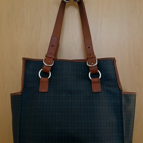 Elegant Plaid Tote Bag - Blue and Brown - Picture 7 of 8